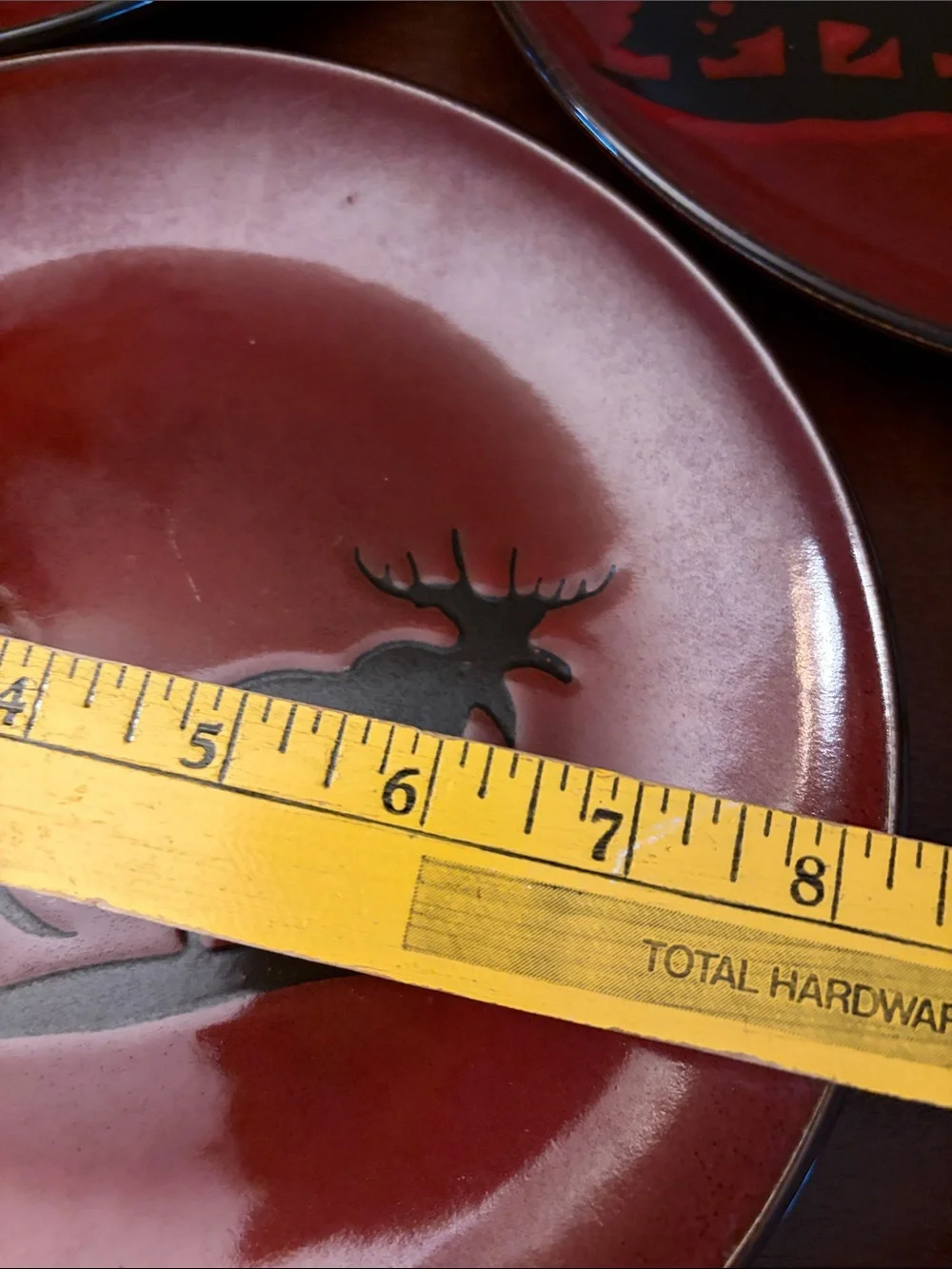 Dennis East International Woodland Moose Salad (8.25”) Plates Burgundy set of 3
